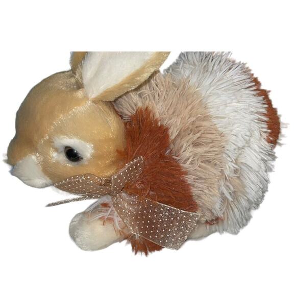 Dan Dee 13" Shaggy Bunny Rabbit Plush Stuffed Animal Ribbon Bow Nursery Baby - Picture 9 of 9